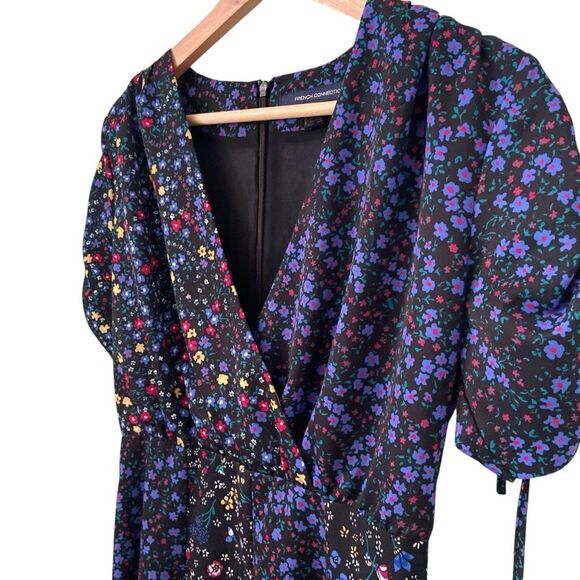 French Connection Aubine Floral-Print Tie-Sleeve Dress Size 4 - Picture 8 of 9